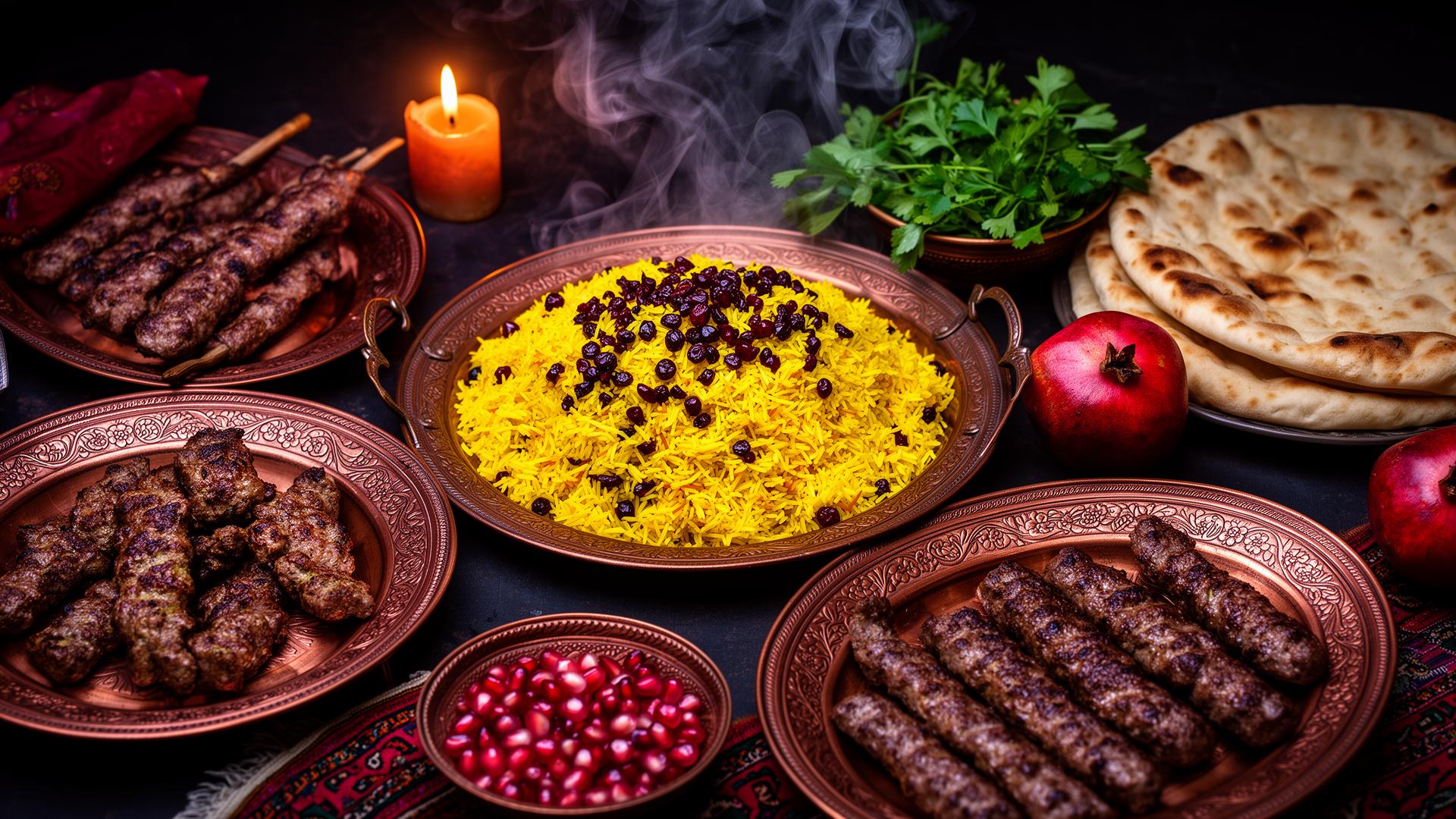Festin afghan et persan : kebabs au safran et riz aux barberries